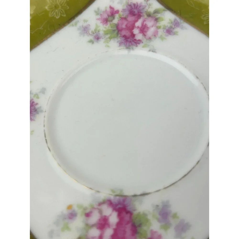 Excelsior Austria Porcelain Teacup & Saucer Green Pink Floral Victorian